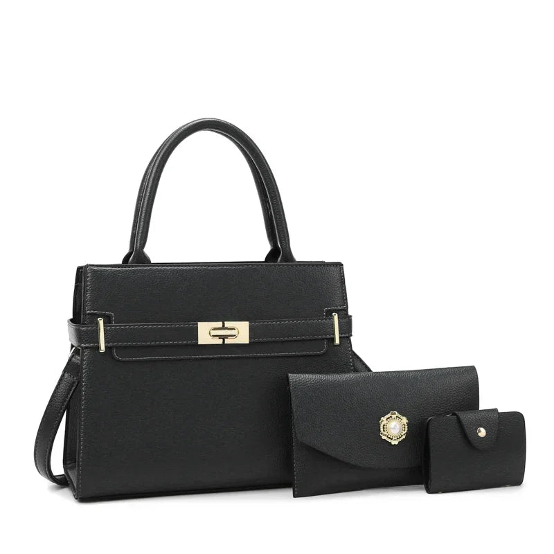 Polly | Stylish Retro Leather 3-Piece Leather Bag Set