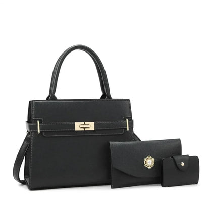 Polly | Stylish Retro Leather 3-Piece Leather Bag Set